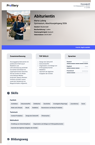 Student profile preview