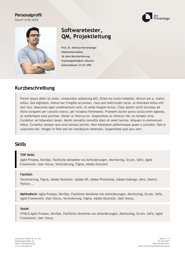 Software tester short profile preview